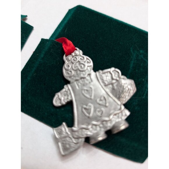 Longaberger Pewter Ornaments Roger & Ginger Gingerbread People Y2K 2000 73369 - Picture 6 of 9